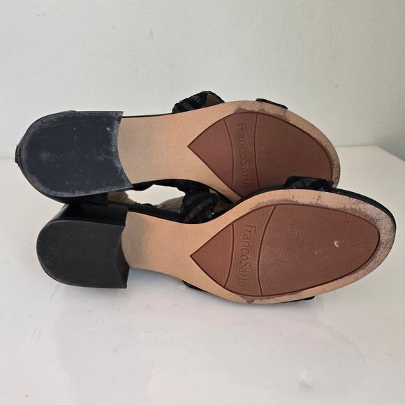 Franco Sarto Toma Sandal Women's 6M Black Suede Smooth Leather Braided Party - Picture 3 of 14